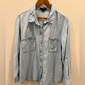 Social Standard by Sanctuary Blue Denim Button-Down Shirt (XXL)